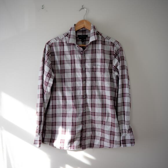 Marc Anthony Natural Stretch Slim Fit Men's Plaid Button Down - Picture 1 of 7